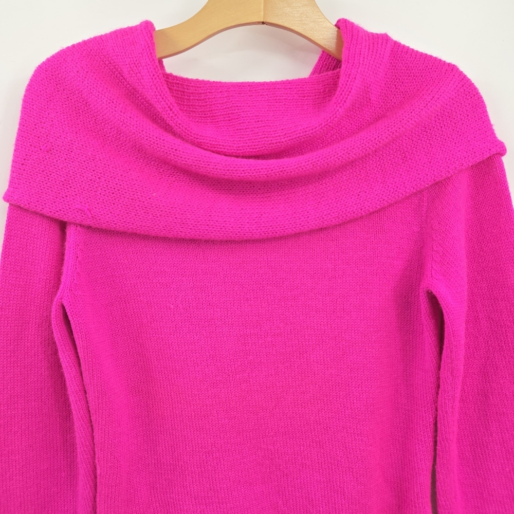 NELL Alpaca Sweater Hot Pink Off Shoulder - Picture 7 of 12